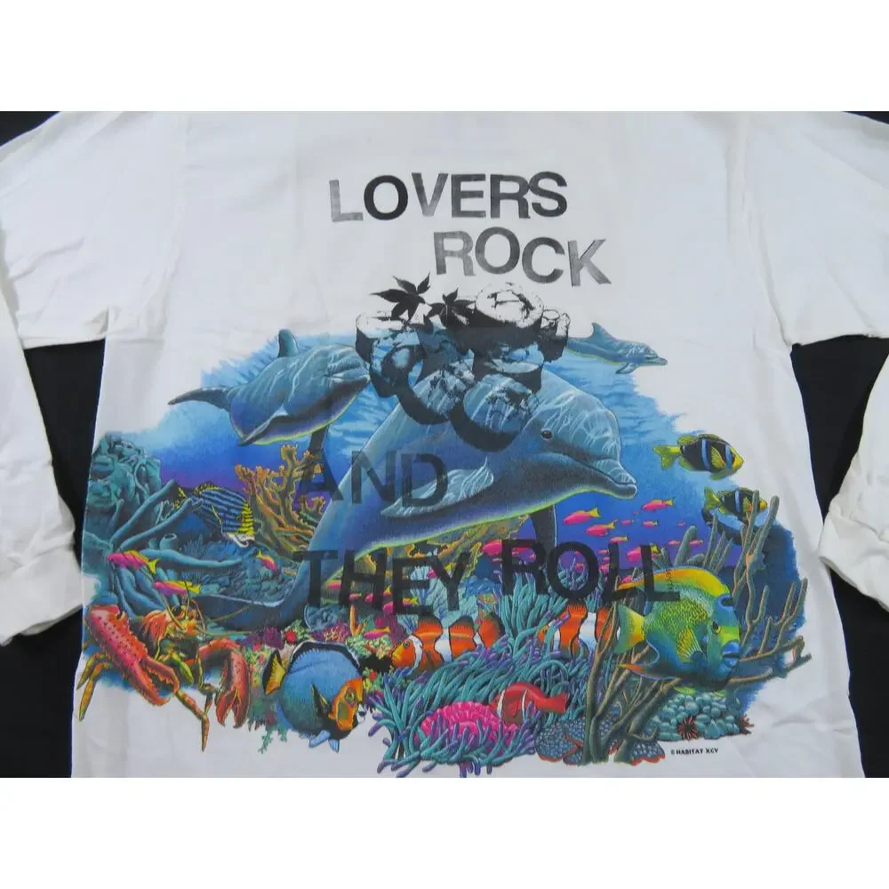 Lovers Rock and They Roll Habitat T-Shirt Long Sleeve Sz L 1990s - Picture 2 of 7